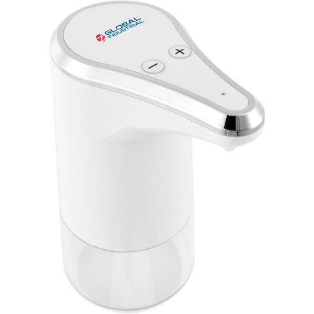 Global Industrial Countertop Automatic Soap Or Sanitizer Spray Dispenser, 350 ml, White/Chrome 641527